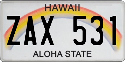 HI license plate ZAX531