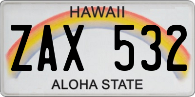 HI license plate ZAX532