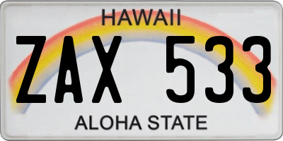 HI license plate ZAX533