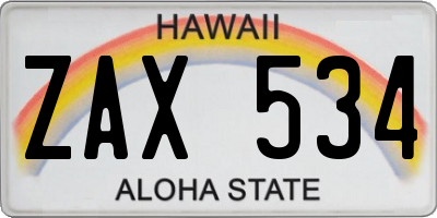 HI license plate ZAX534