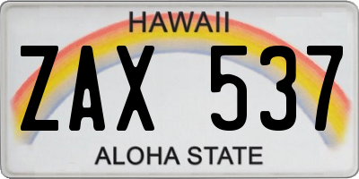HI license plate ZAX537
