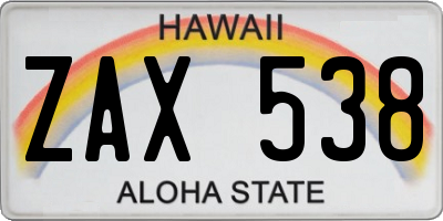HI license plate ZAX538