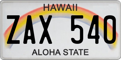 HI license plate ZAX540