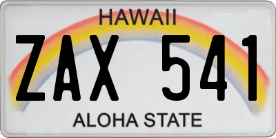 HI license plate ZAX541