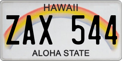 HI license plate ZAX544