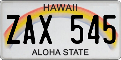 HI license plate ZAX545