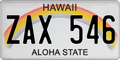 HI license plate ZAX546