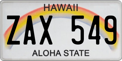 HI license plate ZAX549