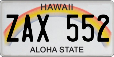 HI license plate ZAX552