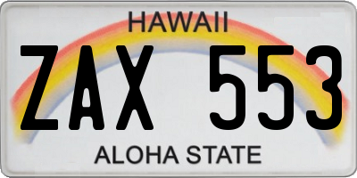 HI license plate ZAX553