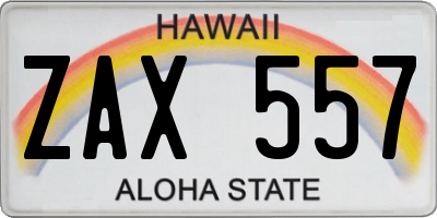 HI license plate ZAX557