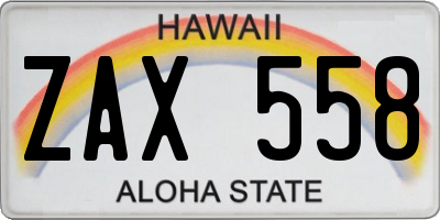 HI license plate ZAX558