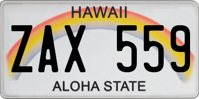 HI license plate ZAX559