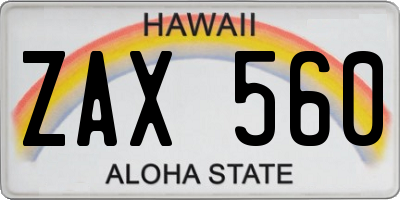 HI license plate ZAX560