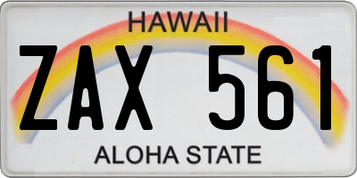 HI license plate ZAX561
