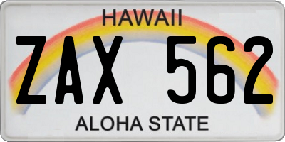 HI license plate ZAX562