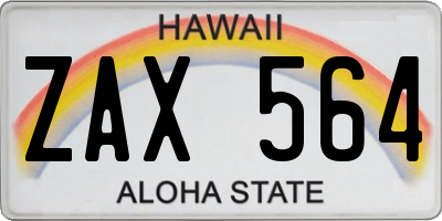 HI license plate ZAX564