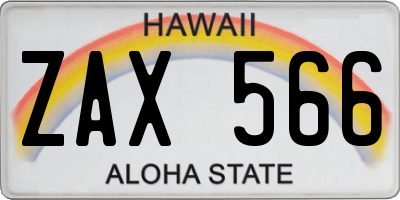 HI license plate ZAX566