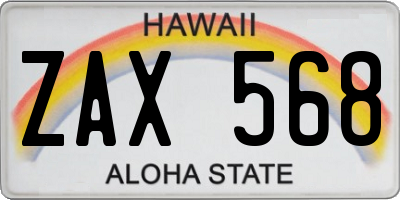 HI license plate ZAX568