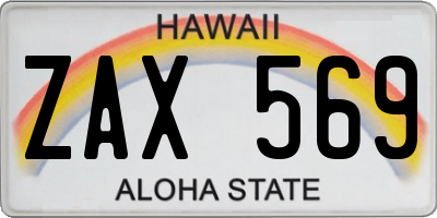 HI license plate ZAX569