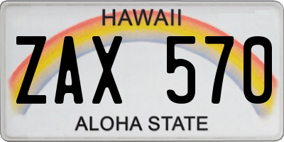 HI license plate ZAX570
