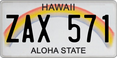 HI license plate ZAX571