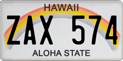 HI license plate ZAX574