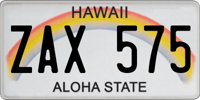 HI license plate ZAX575