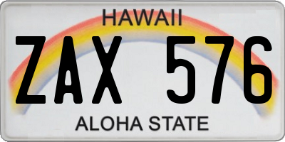 HI license plate ZAX576