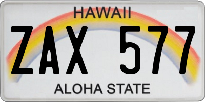HI license plate ZAX577