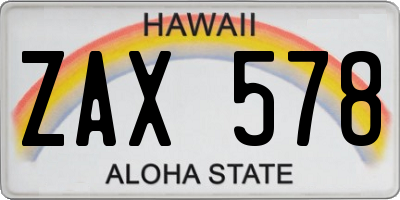 HI license plate ZAX578