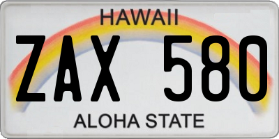 HI license plate ZAX580