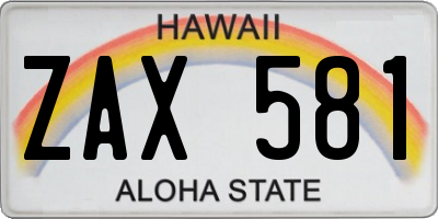 HI license plate ZAX581