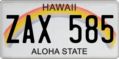 HI license plate ZAX585