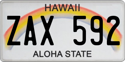 HI license plate ZAX592