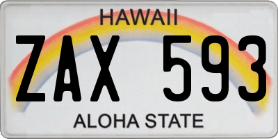 HI license plate ZAX593