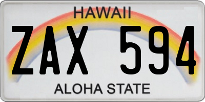 HI license plate ZAX594