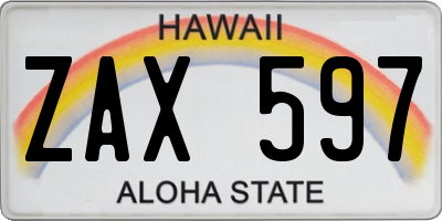 HI license plate ZAX597