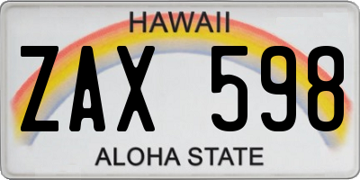 HI license plate ZAX598
