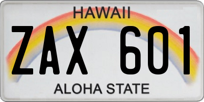 HI license plate ZAX601