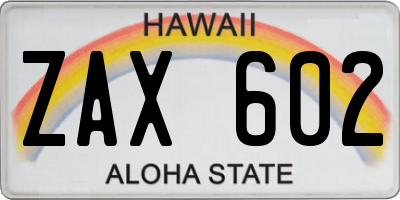 HI license plate ZAX602