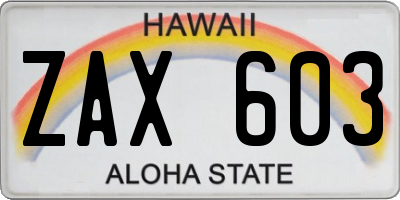 HI license plate ZAX603