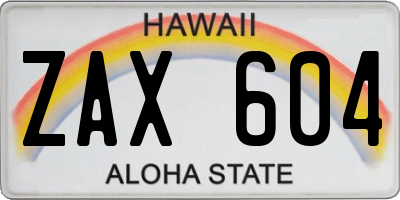 HI license plate ZAX604