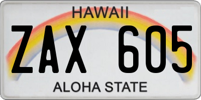 HI license plate ZAX605