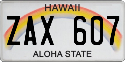 HI license plate ZAX607