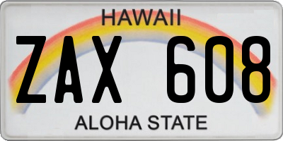 HI license plate ZAX608