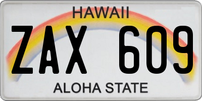 HI license plate ZAX609