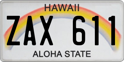 HI license plate ZAX611