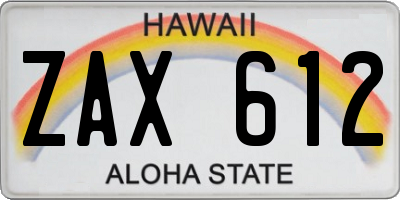 HI license plate ZAX612