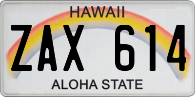 HI license plate ZAX614